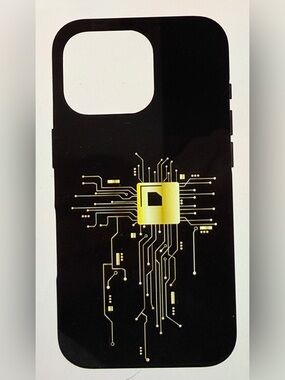 Phone case for Iphone 17 Pro Black with gold circuit design - unbranded